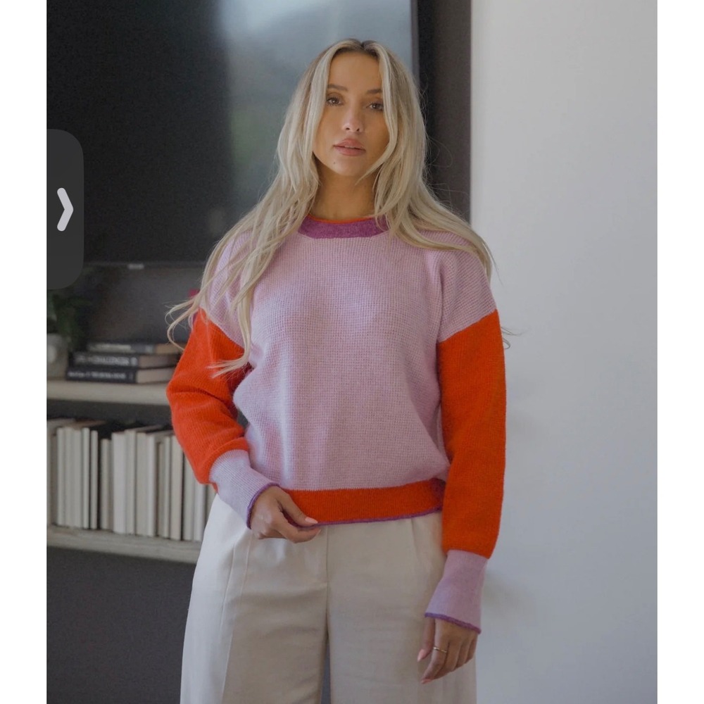 Maeve Anthropologie Colorblock 100% Cashmere Sweater XL Colorful Oversized Cozy